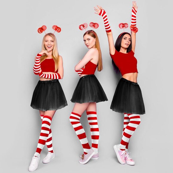 Women Tulle Tutu Costume Set Polyester Includes Skirt Socks Gloves Headband - Picture 6 of 6